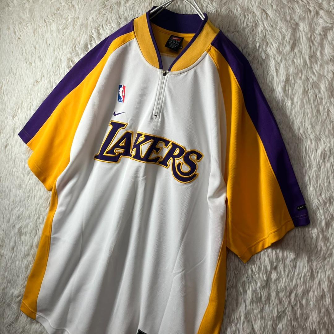 美品 NIKE ナイキ ハーフジップ レイカーズ ウォームアップシャツ XXL