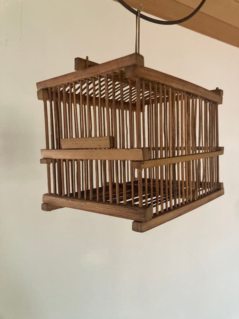 竹細工虫籠昭和初期ハンドメイドレトロオブジェ　 民藝　手工芸　アトリエ　骨董