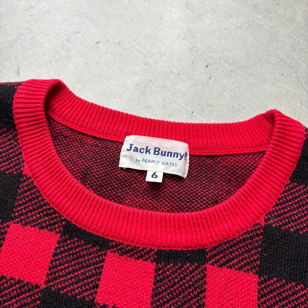 【美品】Jack Bunny!! ジャックバニー チェック柄 長袖ニットセーター