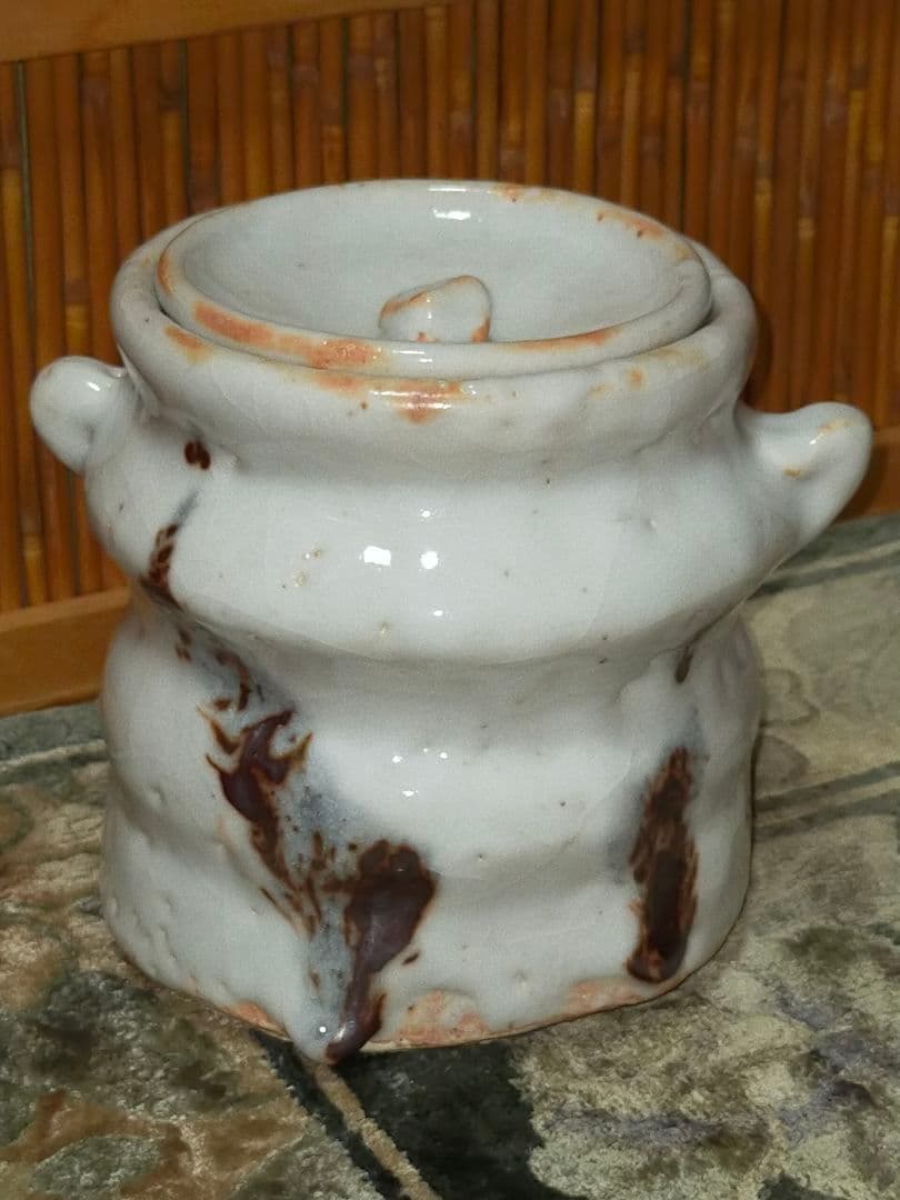 ♥美濃焼　志野　水指　曽我伯庵　共箱付き　骨董品　古玩