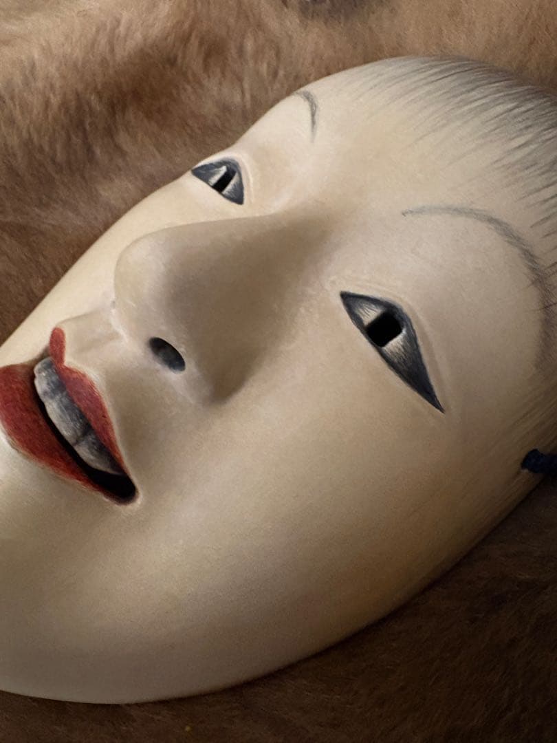 能面 木製 微笑み　Japan ビンテージ　骨董　稀少品