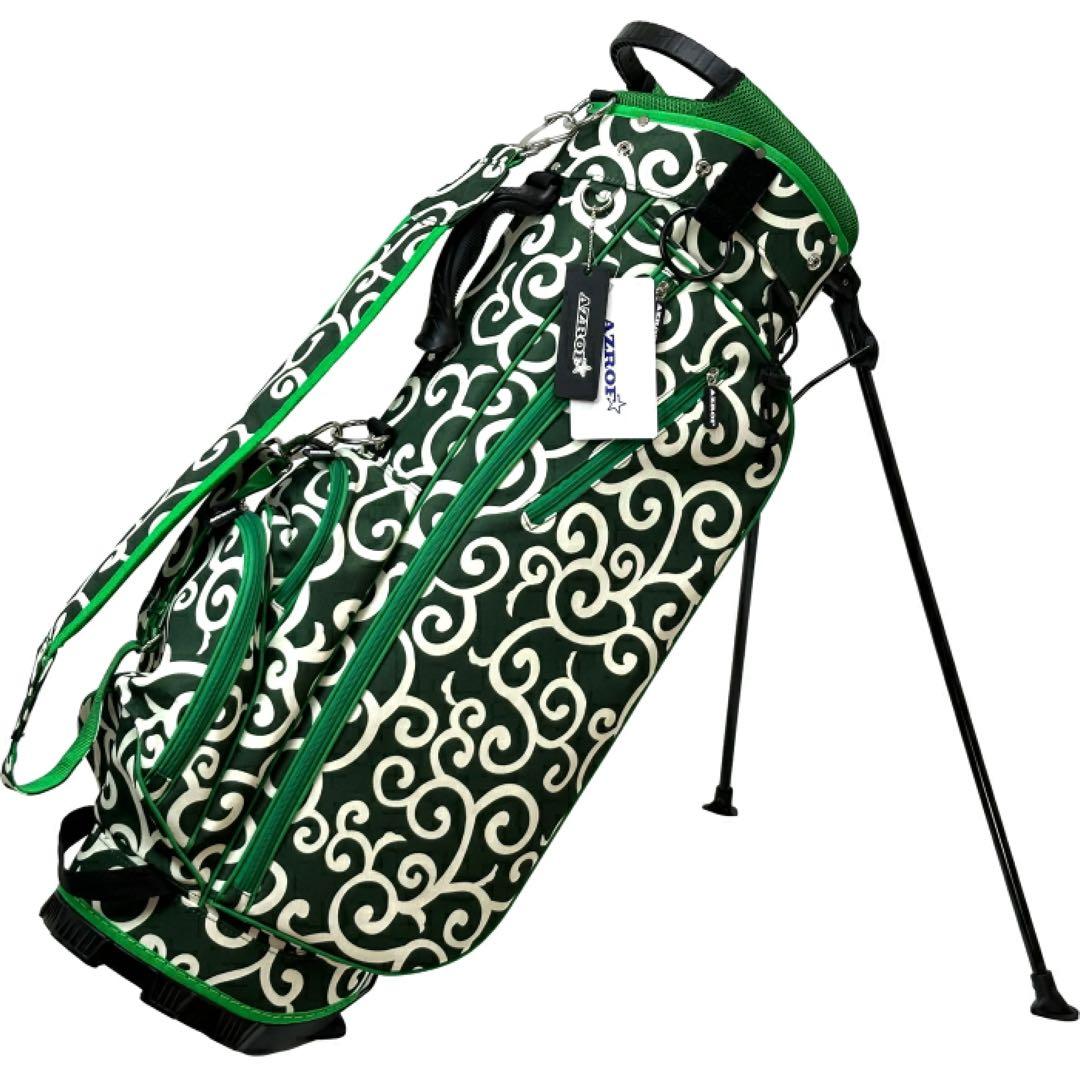 【新品】アズロフ AZ-STCB02 スタンド キャディバッグ 9型 唐草模様