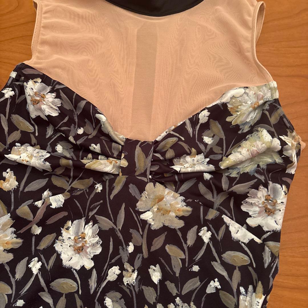 stina 黒　ホルダーネック花柄　レオタード　Mサイズ