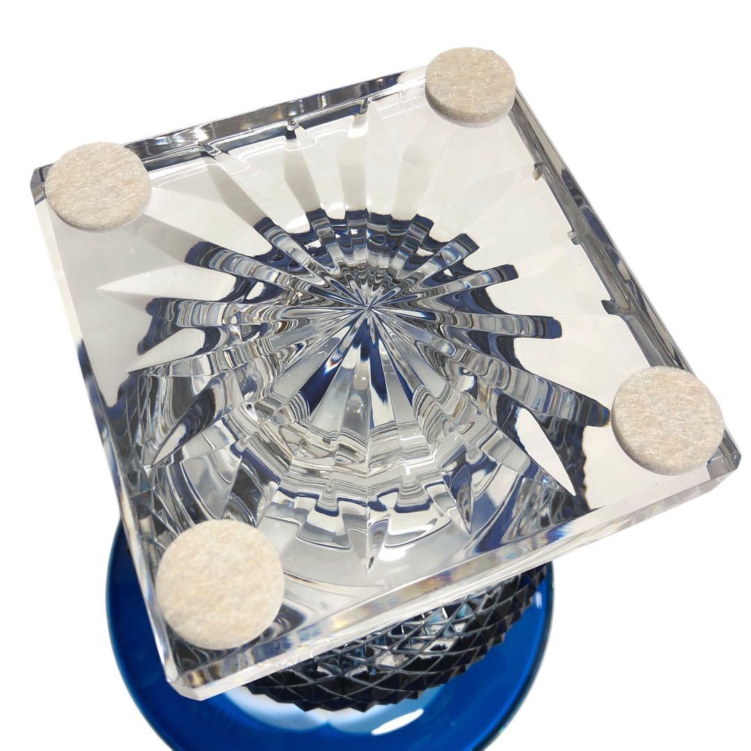 【希少品】サンルイ ヴェルサイユ 花瓶 フラワーベース 青被せ ガラス工芸品