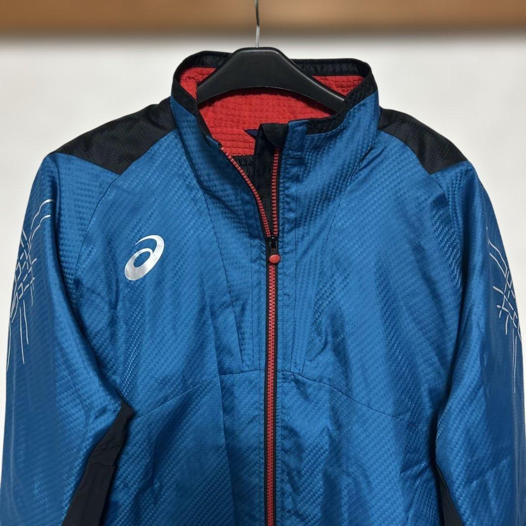 asics ウインドブレーカー セットアップ（上下）XL（O）青×黒 高機能保温