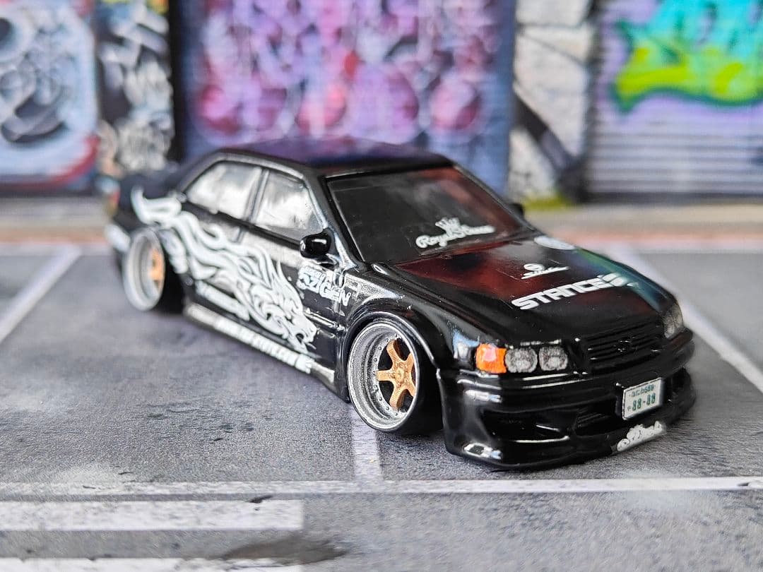 ホットウィールカスタム チェイサー 全塗装 ブラック 深リム トミカ改造 ドリ車