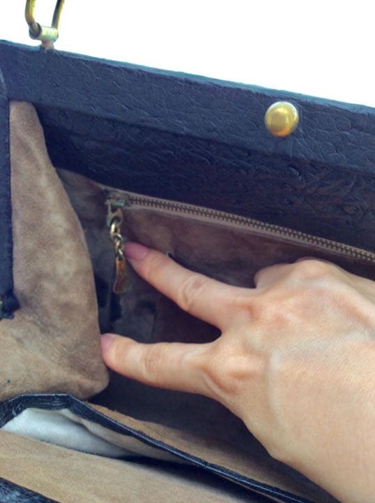 ドイツ製 ビンテージバッグ☆ オーストリッチ ブラック