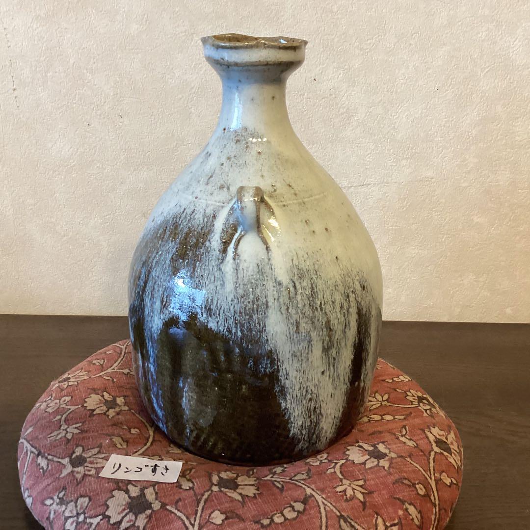 叩き朝鮮唐津耳付花生　唐津焼中里太郎右衛門作