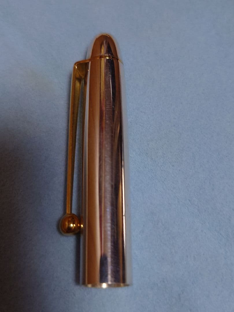 不二ゼット万年筆 田村浩二作 純銀削出し ゴールドトリム ツイスト式ボールペン