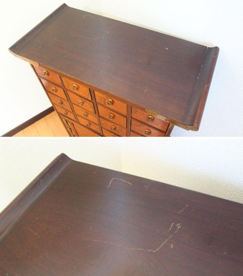 【良品】李朝家具 薬箪笥 隠し収納付き チェスト/小物入れ 蝶番金具 インテリア