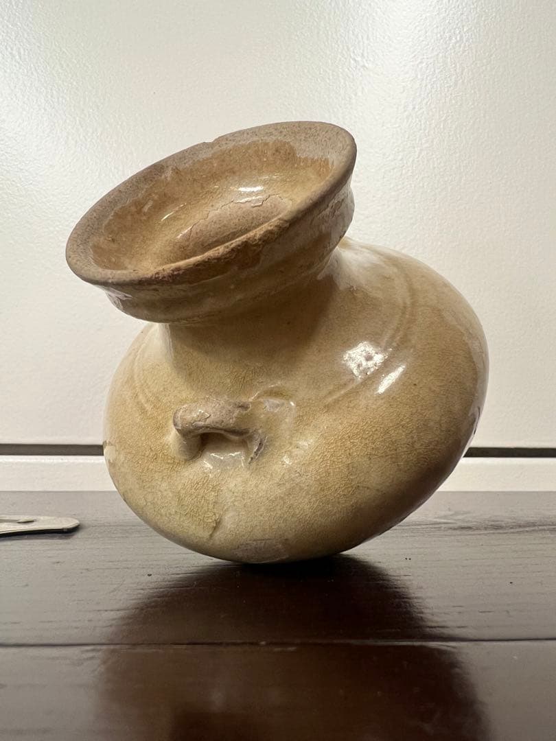 中国・隋朝~唐朝灰釉石榴尊双系壶唐物古美術品江戸アンティーク骨董コレクション青磁