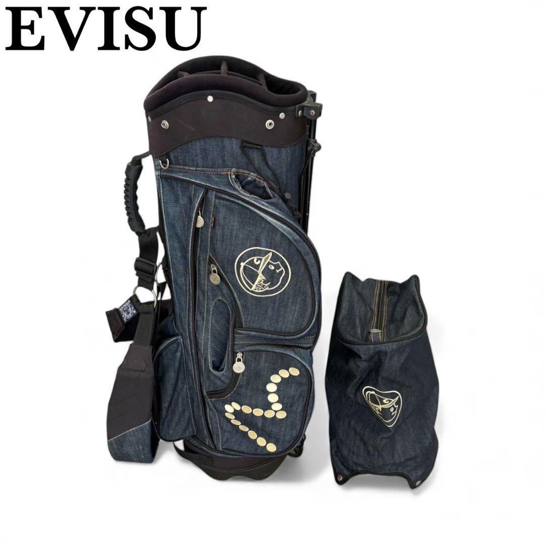 早い物勝ち！エヴィス デニム キャディバッグ　芝生くん　ゴルフ　スタンド付き