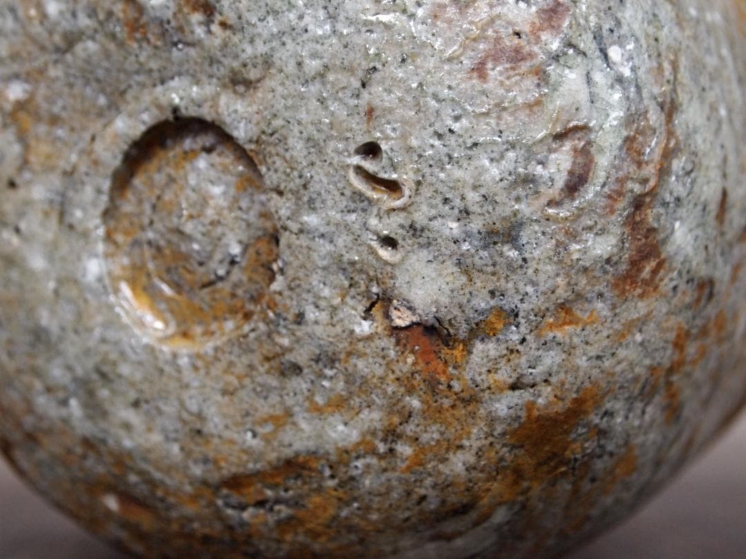 希少作★隠崎隆一【師：人間国宝　伊勢崎淳】備前《練り込み窯変》茶碗★共箱