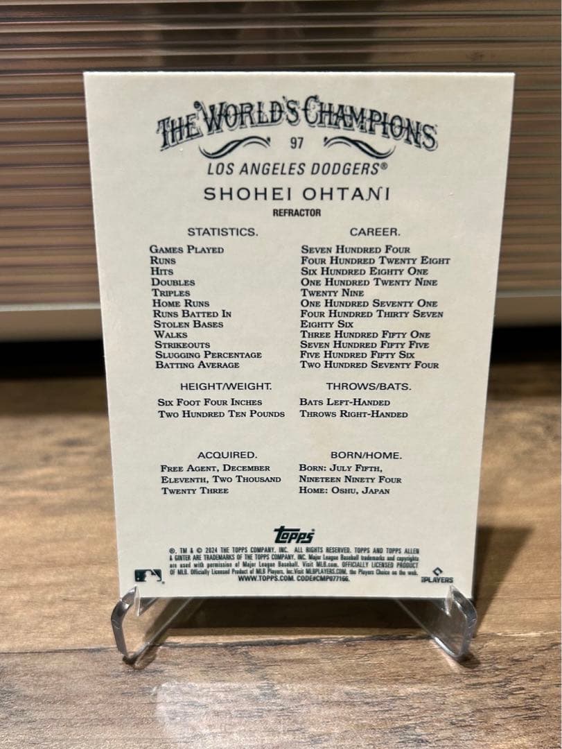 激レア　大谷翔平　カード　topps ドジャース　mlb