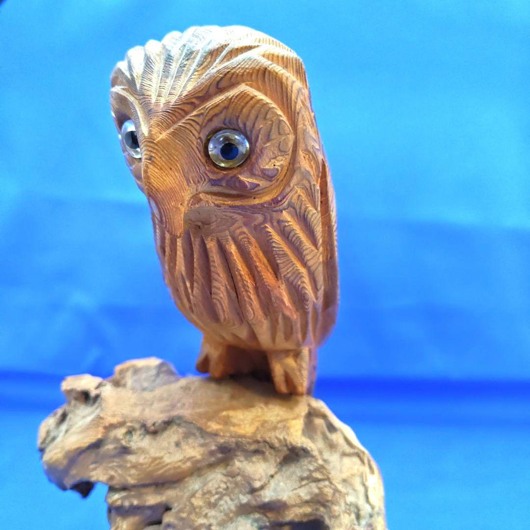 フクロウ 梟 木彫り 縁起物 置物