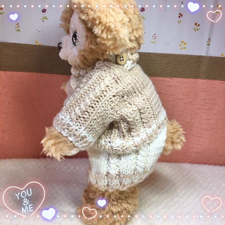 ポーチ、SSサイズ用手編みのセーター　（ダフ君）