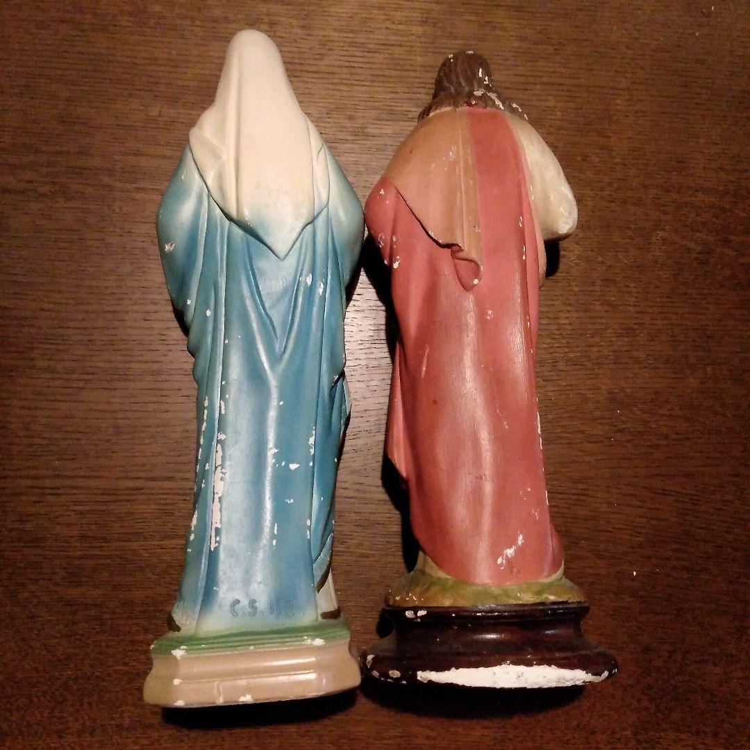 〔アンティーク〕キリスト像＆マリア像 2体セット