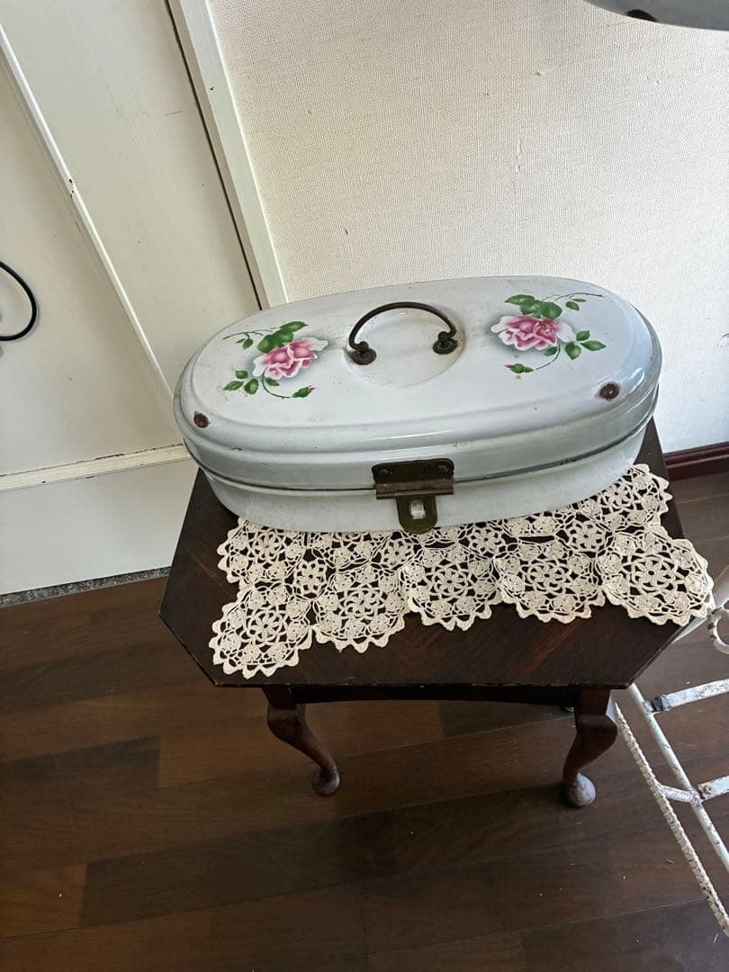 アンティークホーローファウンテン壁掛け手洗いコーヒーポット他バラ柄８点まとめて