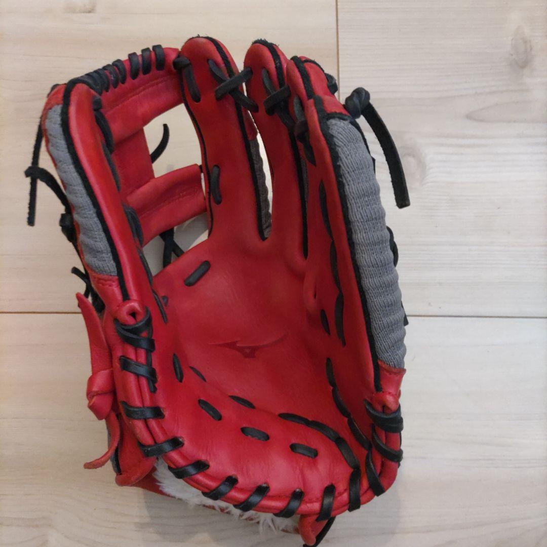 ミズノ　軟式グラブ　TECH Knit 1AJGR29803 レッド×グレー