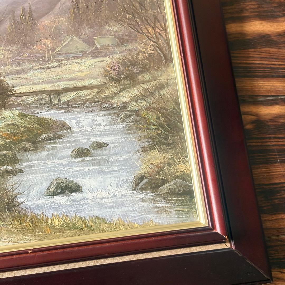 関健造「山村風景」油彩 F10 額装 應美会会員 岐阜県出身 油絵 油画 k