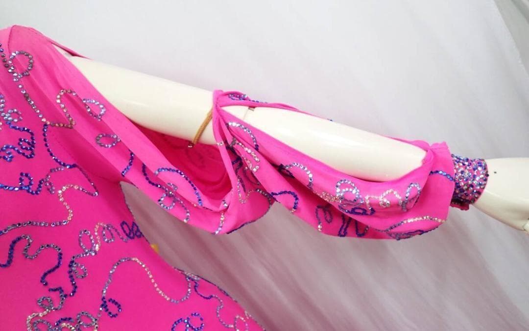 6364★凛舞チャコット★M/英国製/ピンク/スワロ/スタンダードドレス☆社交