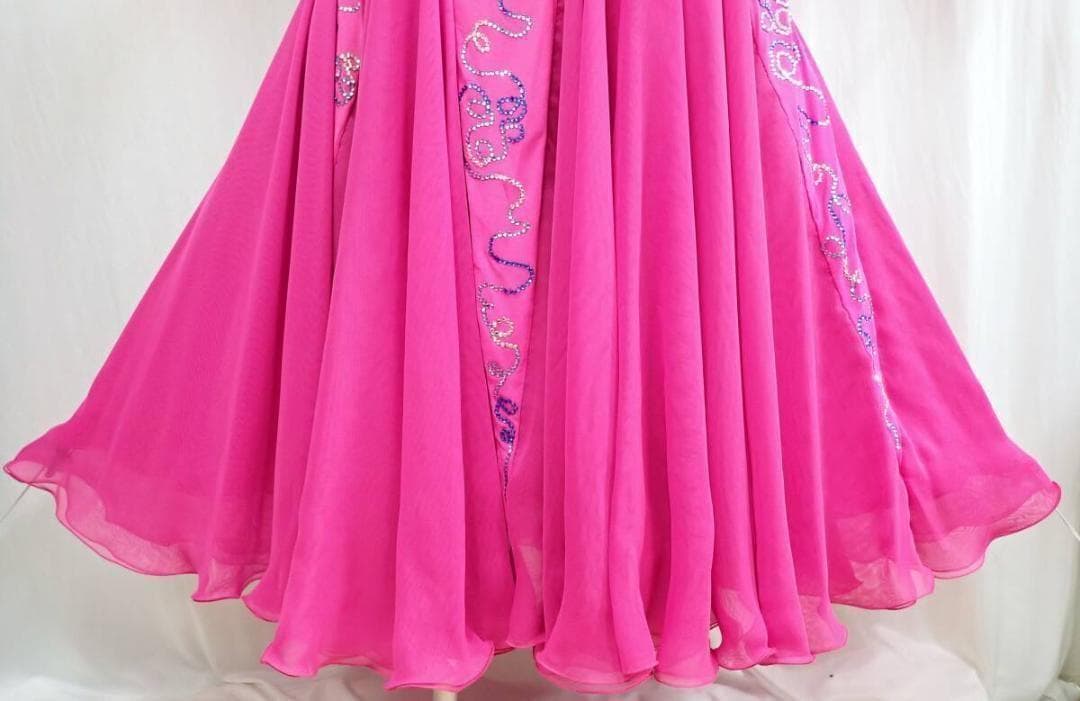 6364★凛舞チャコット★M/英国製/ピンク/スワロ/スタンダードドレス☆社交