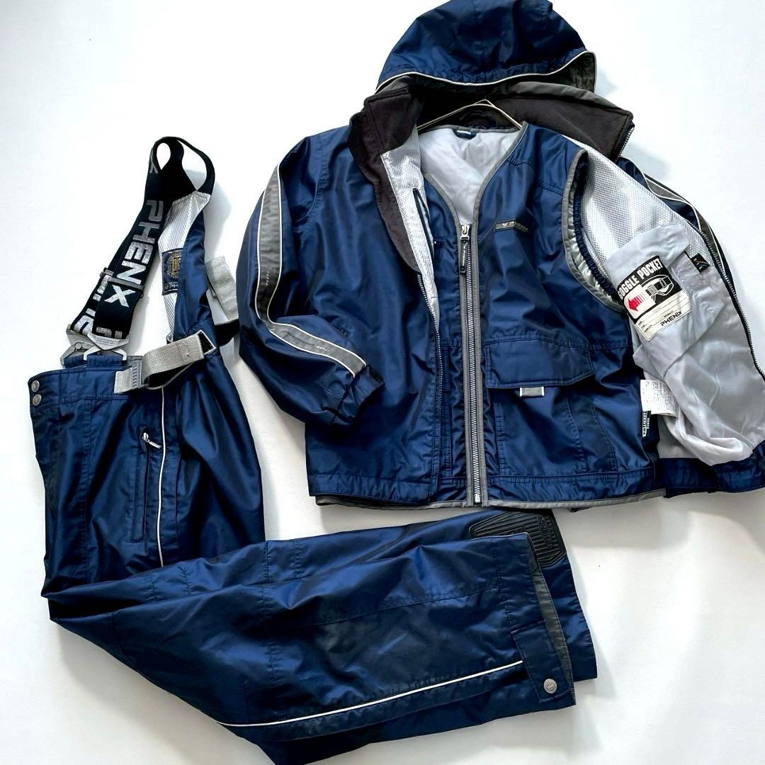 【希少3点セット】PHENIX スキーウェア 上下＋ベスト フード付 M ブルー