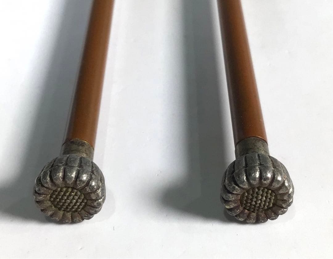 Ｎ４５５　火箸　『木村清斎造』『鵬雲斎好』『笹頭』『飾火箸』　共箱　茶道具