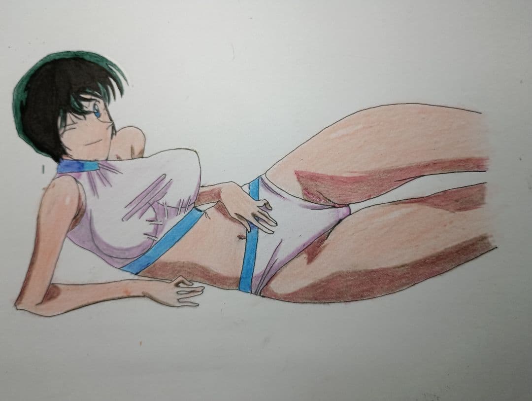 アニメスタイル 色鉛筆画 人物画