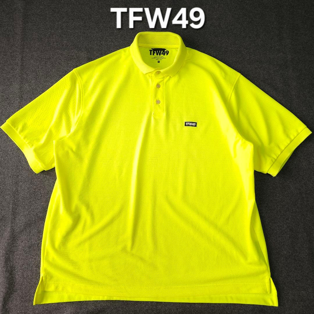 【TFW49】ロゴ刺繍 ワイドシルエット 半袖ゴルフポロシャツ イエロー M