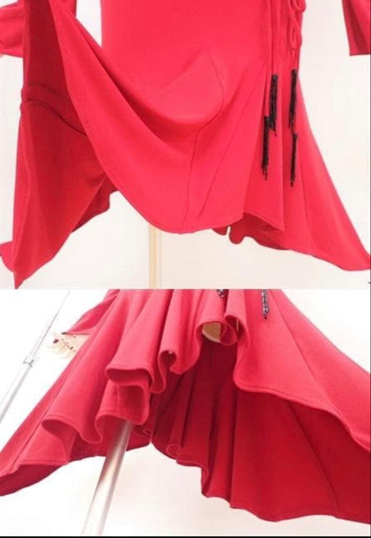 超美品【チャコット】赤/黒/花モチーフ/ラテン/ドレス/社交ダンス