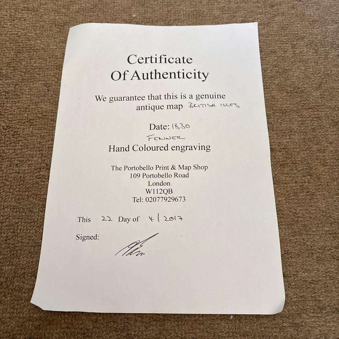 イギリスの地図　壁掛け【鑑定書付】