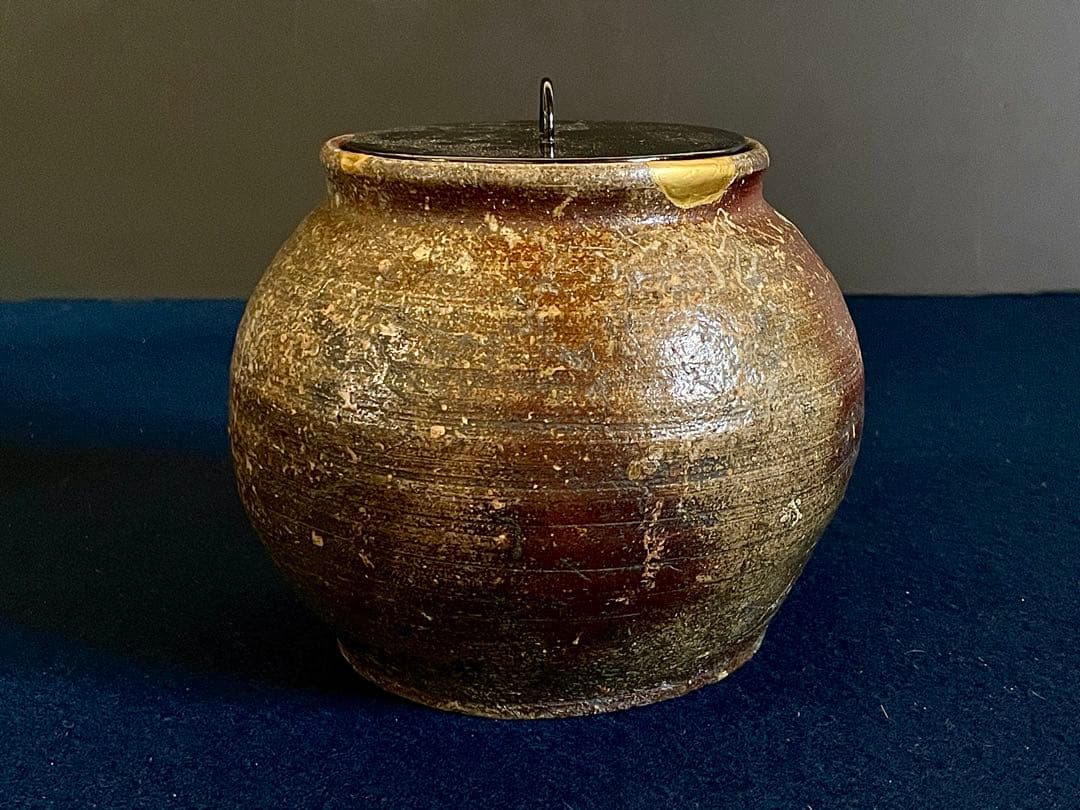 割引❣️『母』 古備前 水指 胡麻窯変 塗り蓋 金継ぎ 備前焼 茶道具 （B）
