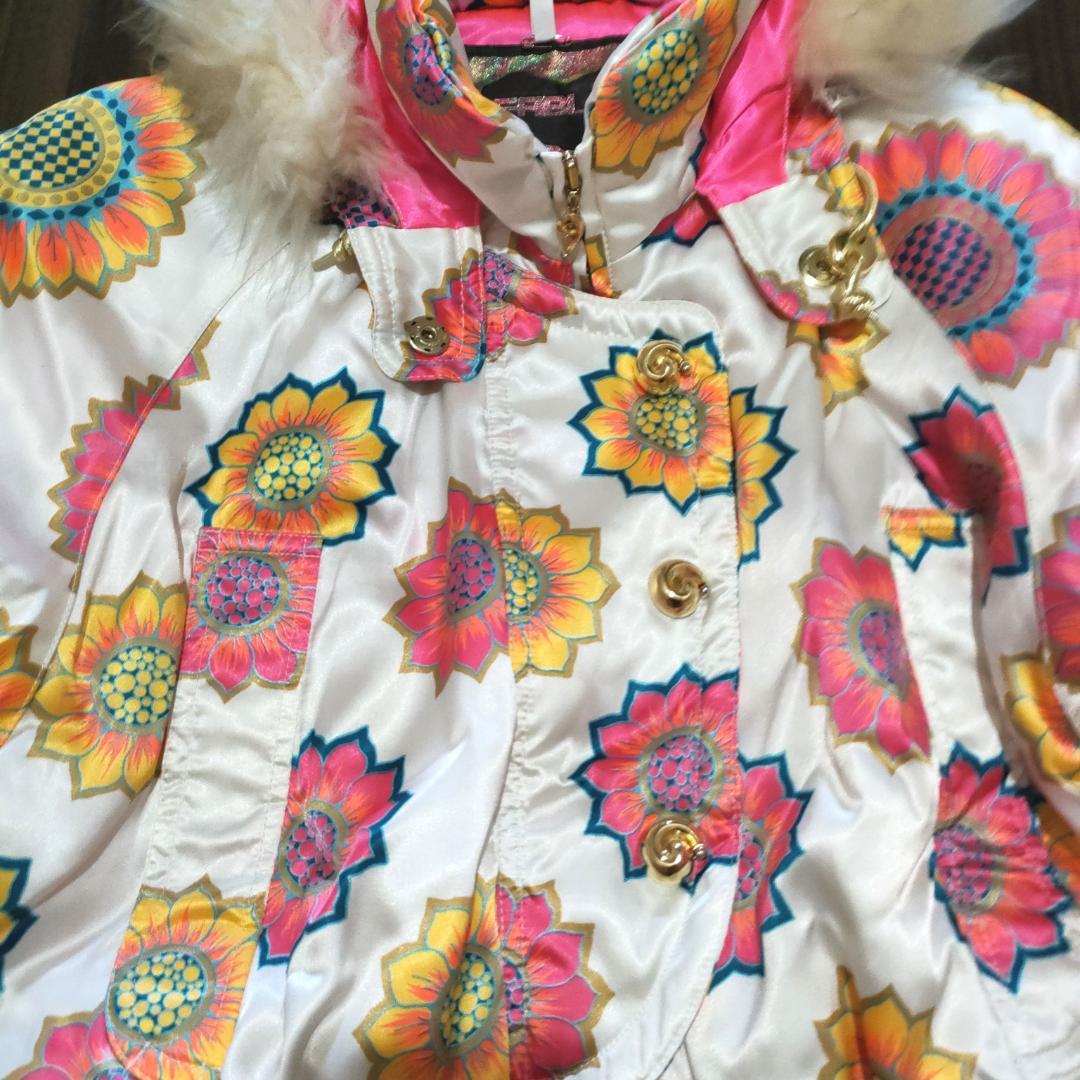 スキーウェア ホワイト ピンク 花柄 レディース Lサイズ