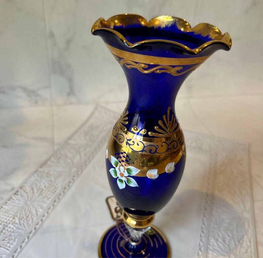 Italy製 ムラーノ ベネチアガラス 花瓶 フラワーベース