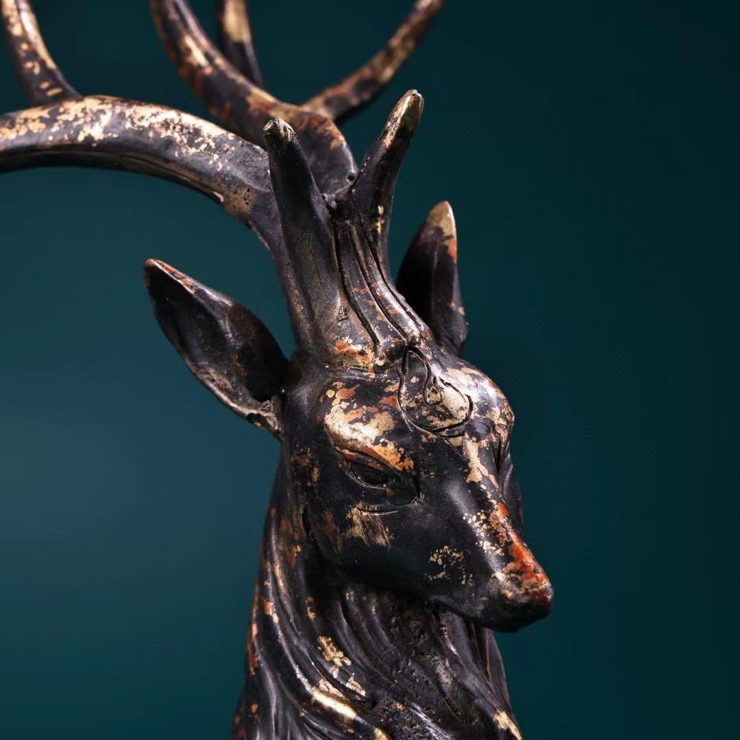 中国古美術・旧蔵古銅鎏金・梅花鹿セット4kg・古玩銅器・文房置物・風水開運・瑞獣