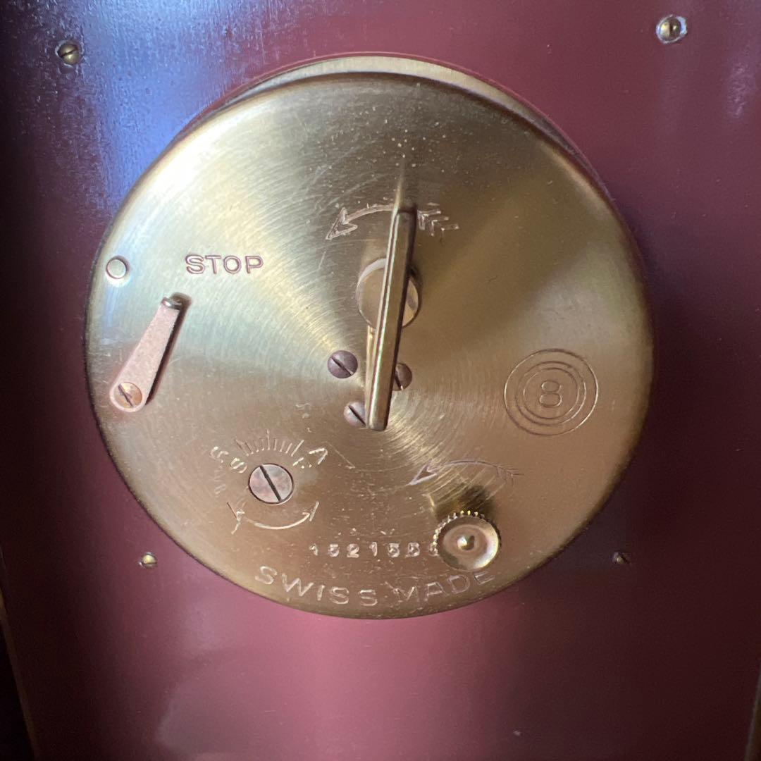 SWISS MADE ゼンマイ式置時計 鐘鳴り可 真鍮調