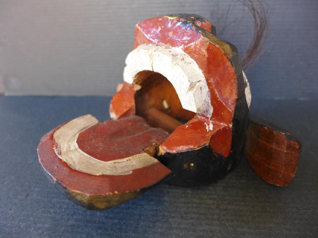 明治大正期頃　獅子頭　一刀彫り　木彫　魔除け　厄除け レトロ　アンティーク　骨董