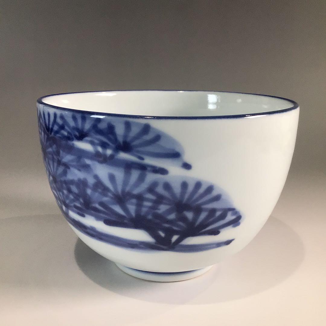 Ｐ６６９　茶碗　『近藤濶造』『久田宗也　尋牛斎　箱書』『染付松絵』　共箱　茶道具