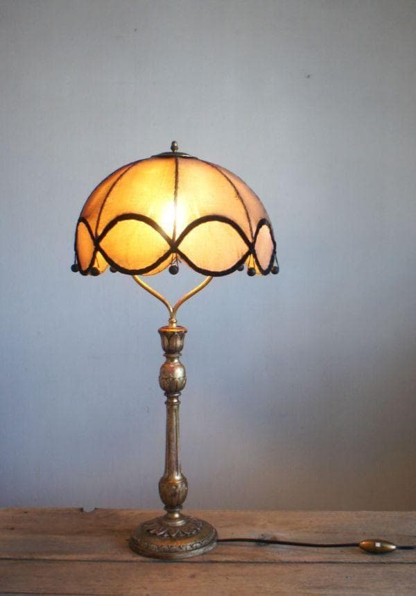 フランスアンティーク　木製スタンド　ランプ　照明　PARIS　ブロカント