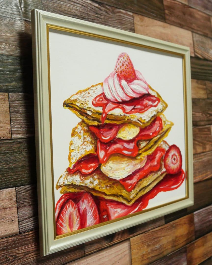 油絵 絵画 【苺のミルフィーユ】 】