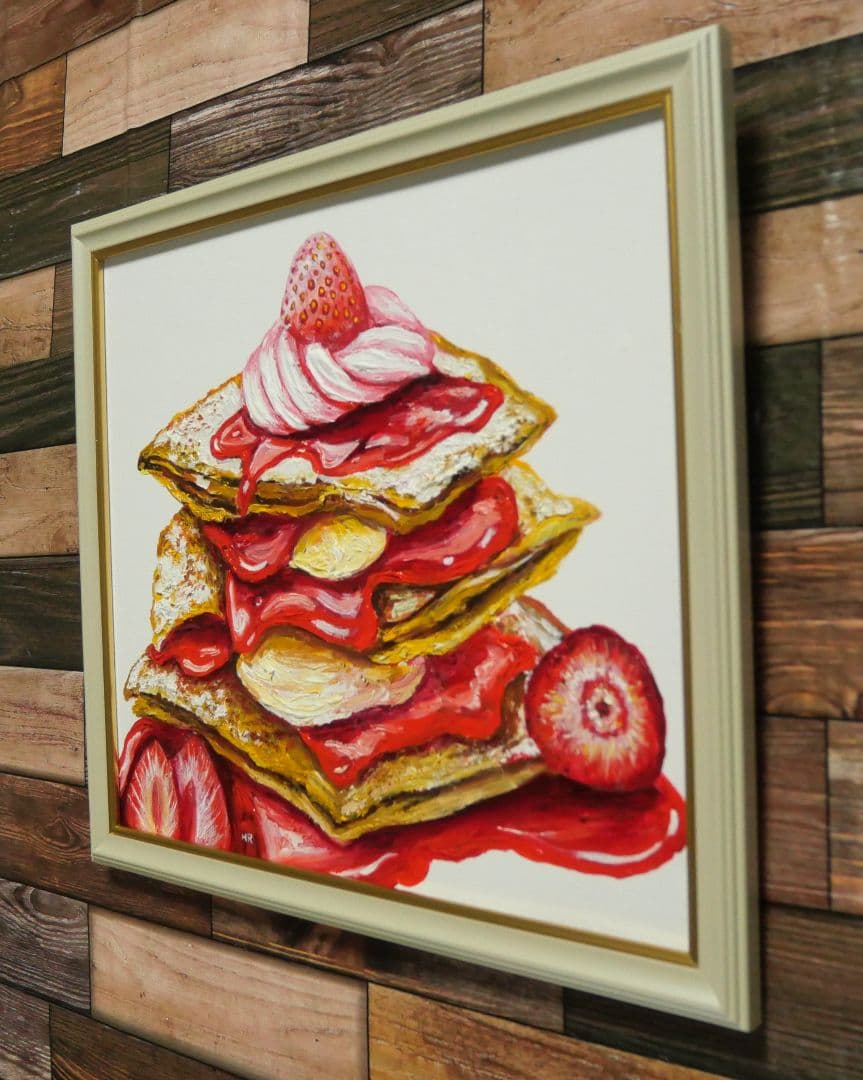 油絵 絵画 【苺のミルフィーユ】 】