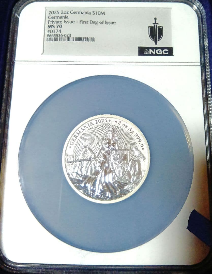 2025 MS70 ゲルマニア 2オンス 銀貨 1000枚限定 NGC PCGS