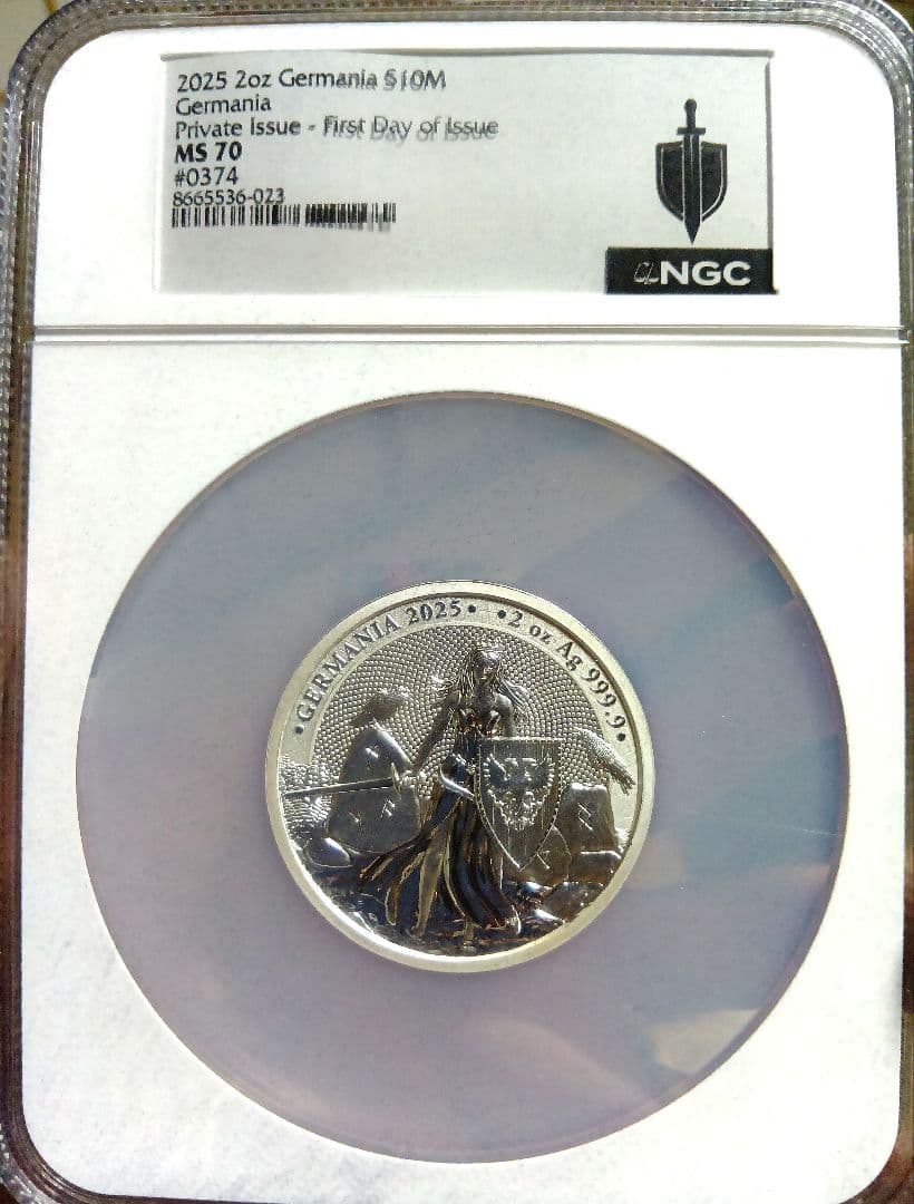 2025 MS70 ゲルマニア 2オンス 銀貨 1000枚限定 NGC PCGS