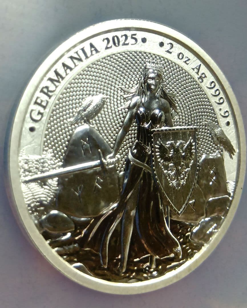 2025 MS70 ゲルマニア 2オンス 銀貨 1000枚限定 NGC PCGS