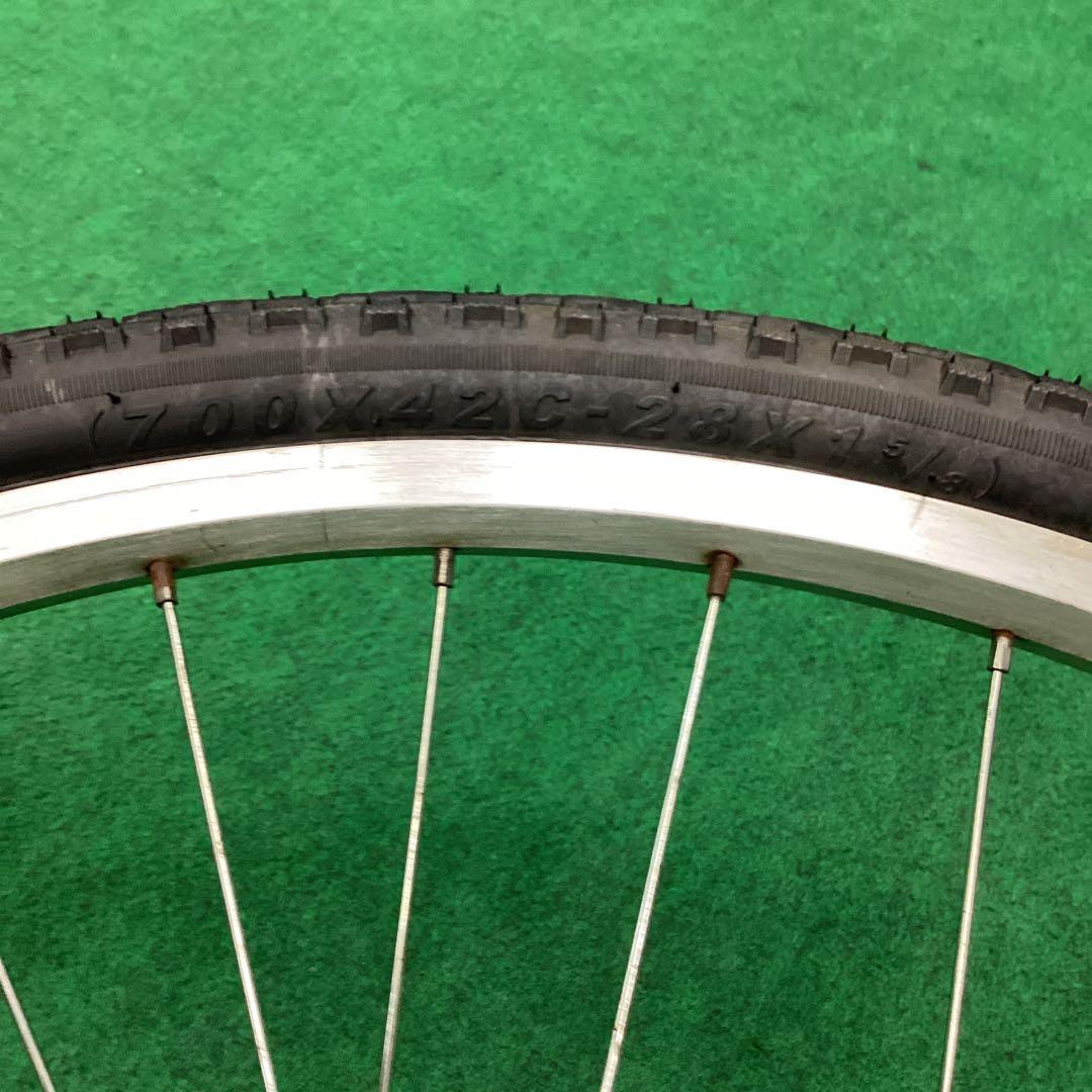 完組アルミホイール　後輪　700x42C タイヤ付　ON