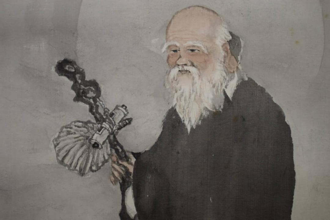 真作/幽青/寿老人図/布袋屋掛軸HE-643