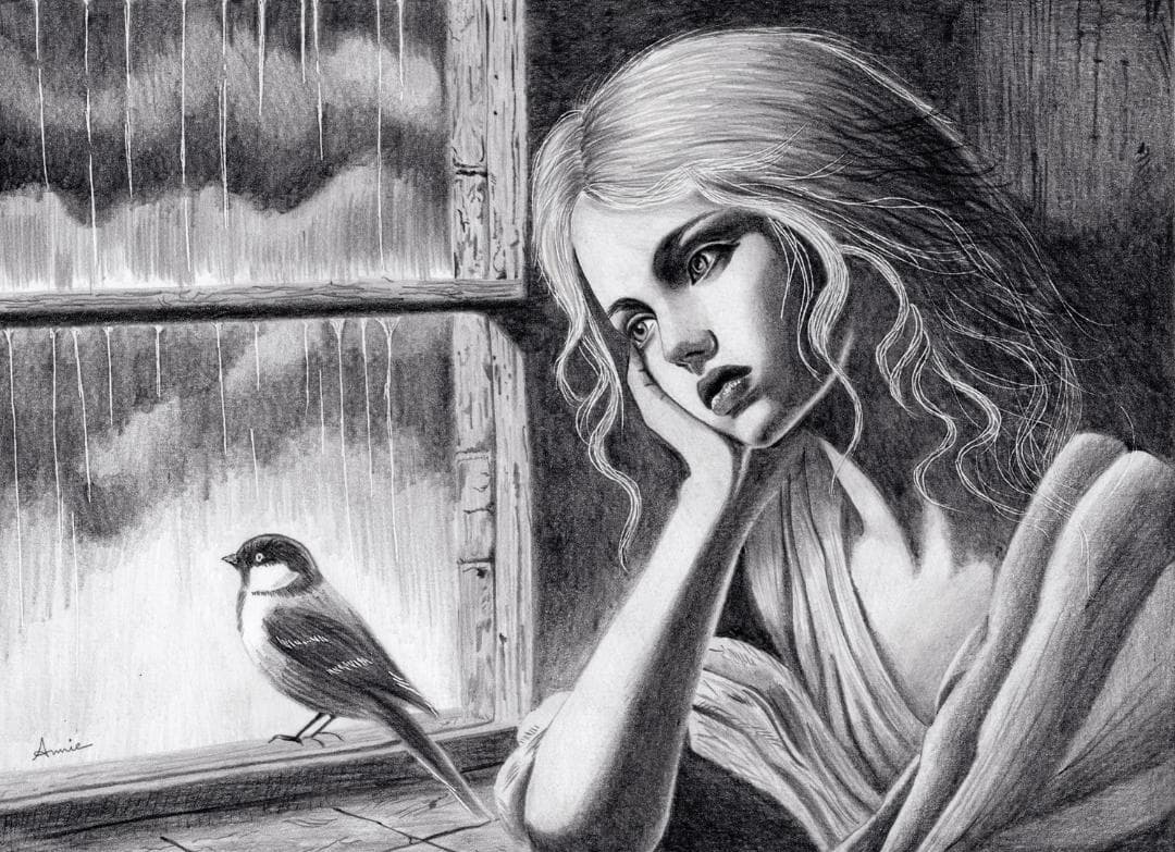 鉛筆画「My rainy day」　B5大サイズ