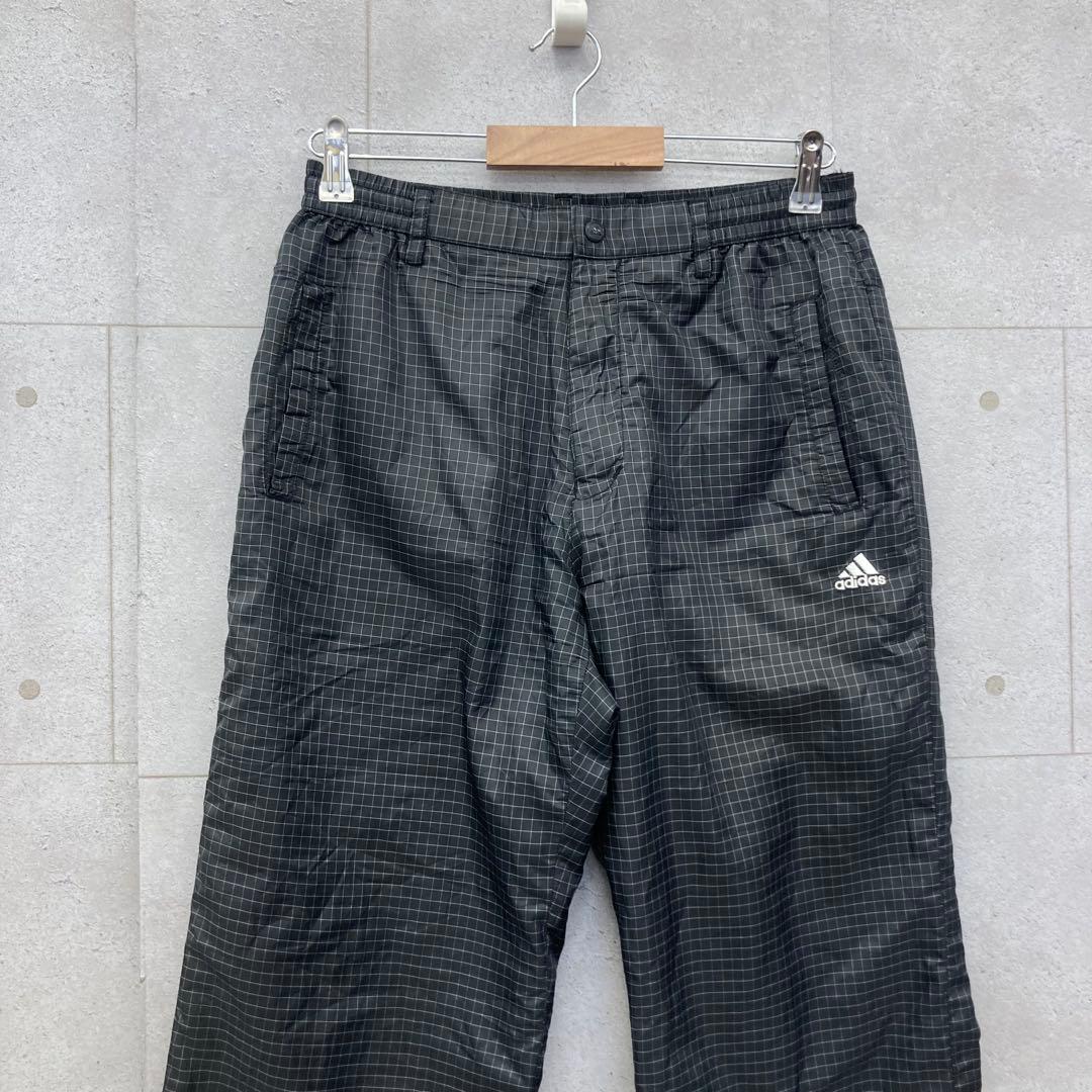 adidas アディダス ゴルフ ナイロン パンツ 中綿 チェック M 灰