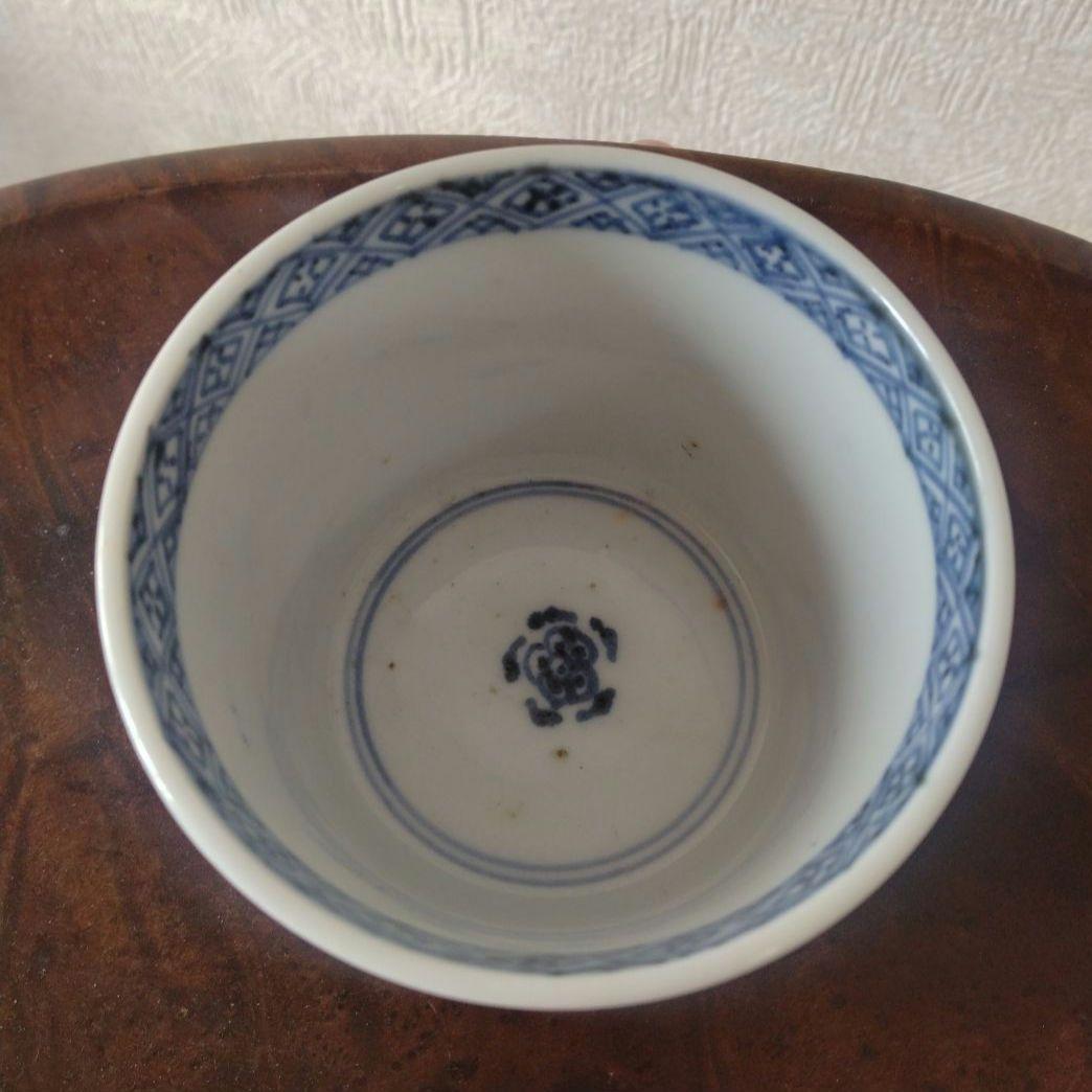 古伊万里染付波八卦文蕎麦猪口江戸時代